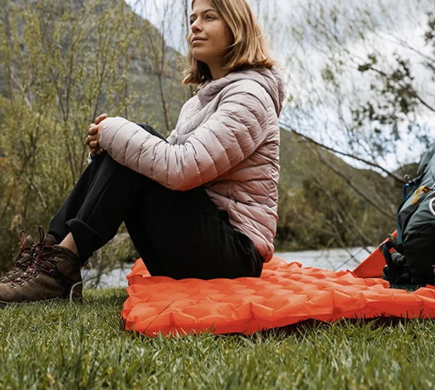 Slaapmat - thermomat - 190x60x5cm - ingebouwde pomp - oranje