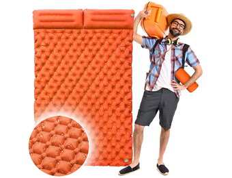 Slaapmat - thermomat - 2 persoons - 195x120x7cm - oranje