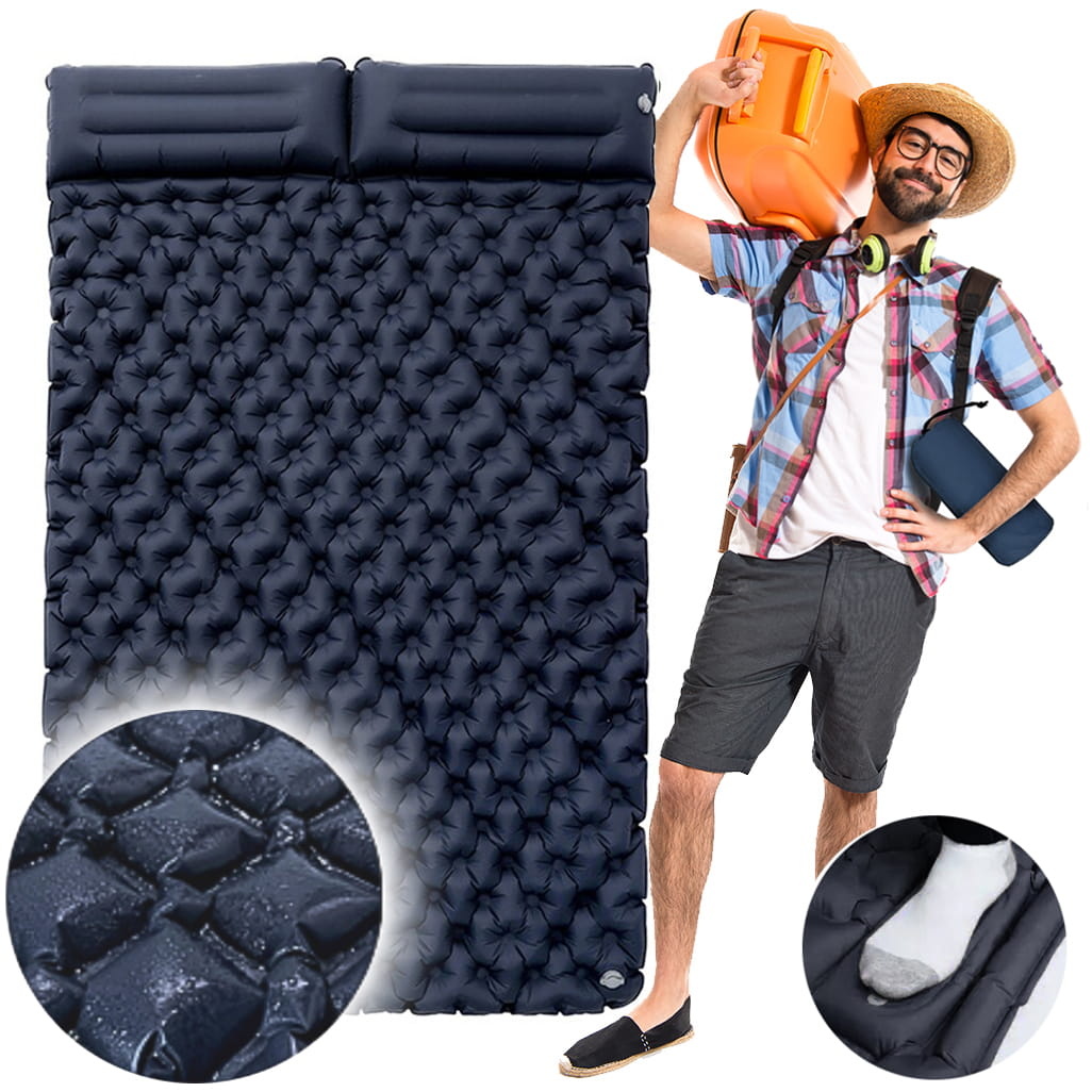 Slaapmat - thermomat - 2 persoons - 195x120x7cm - marineblauw