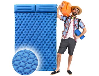 Slaapmat - thermomat - 2 persoons - 195x120x7cm - blauw