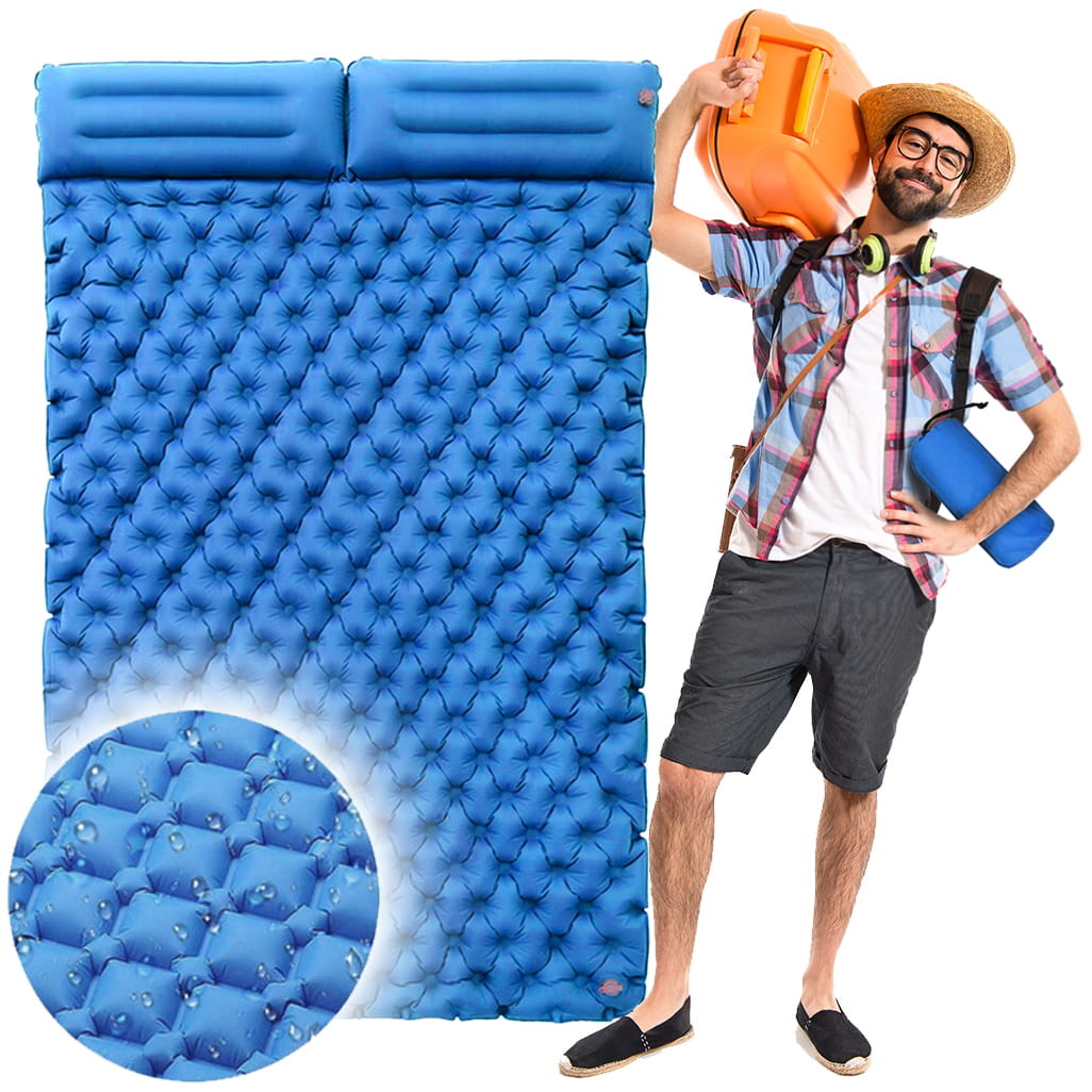 Slaapmat - thermomat - 2 persoons - 195x120x7cm - blauw