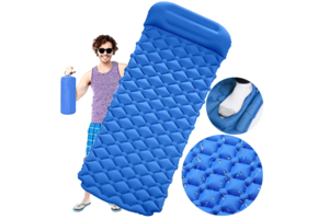 Slaapmat - thermomat - 190x60x5cm - ingebouwde pomp - blauw