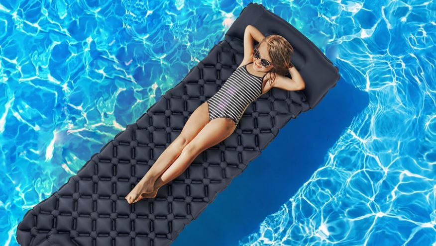 Slaapmat - 190x60x5cm - ingebouwde pomp - marineblauw