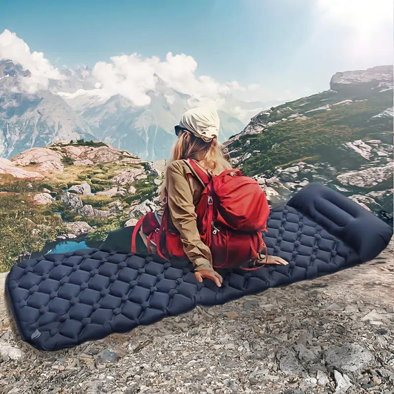 Slaapmat - 190x60x5cm - ingebouwde pomp - marineblauw