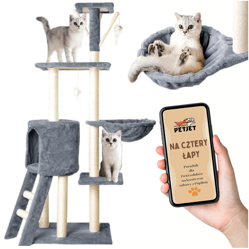 Krabpaal - grote kat - 50x35x140 cm - grijs