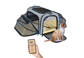 Reismand kat - 45x29x29 cm - opvouwbaar - grijs, zwart