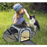 Reismand kat - 45x29x29 cm - opvouwbaar - grijs, zwart