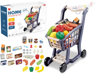 Speelgoed boodschappen - met winkelwagen 44x30x50 cm - 41-delig
