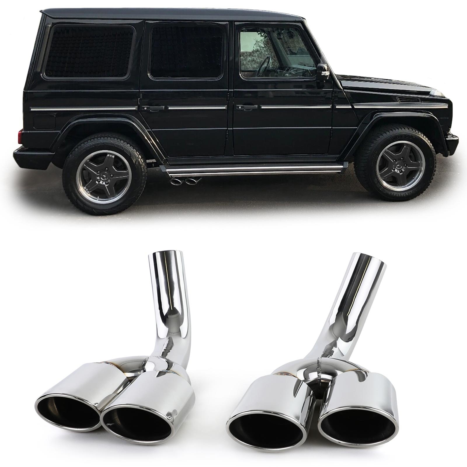 Uitlaatpijpen - voor Mercedes G-Klasse W463 G500 G55 1998-2015 - RVS - Ø 62 mm