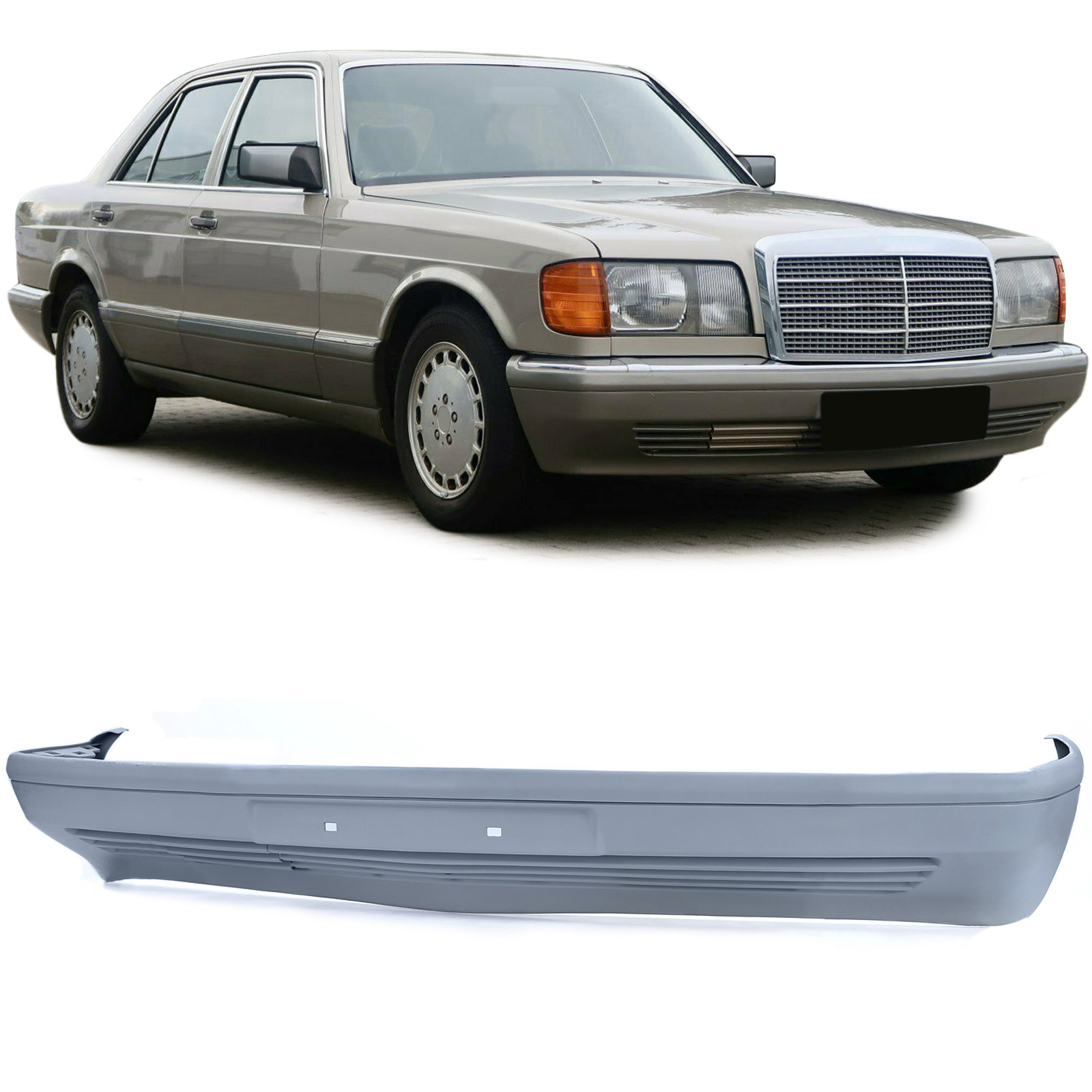Voorbumper geschikt voor Mercedes S-Klasse type-W126 / Sedan 1979-1991 - zwart