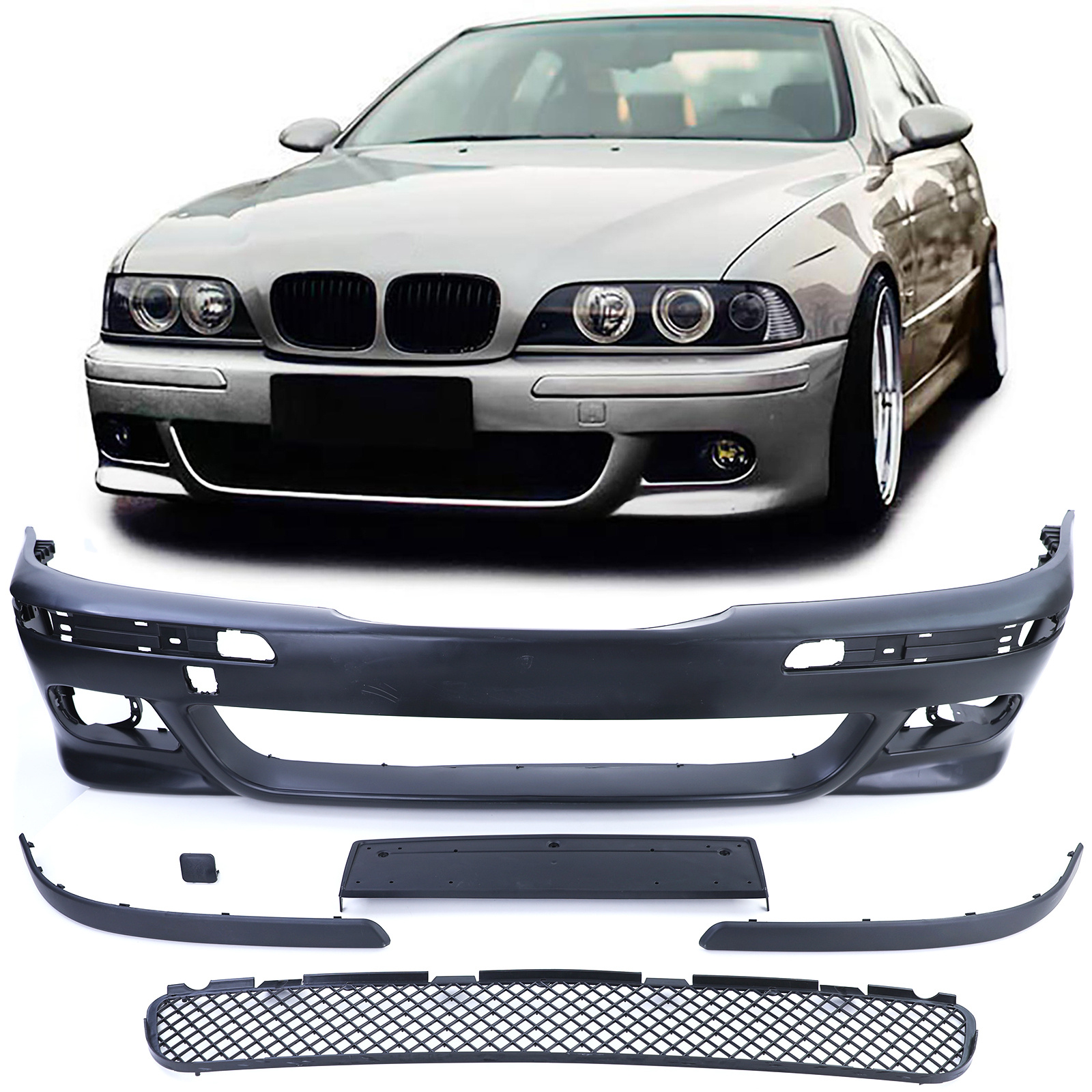 Voorbumper geschikt voor BMW 5 serie-E39 / Sedan / Touring 1995-2003 - met grille - zwart