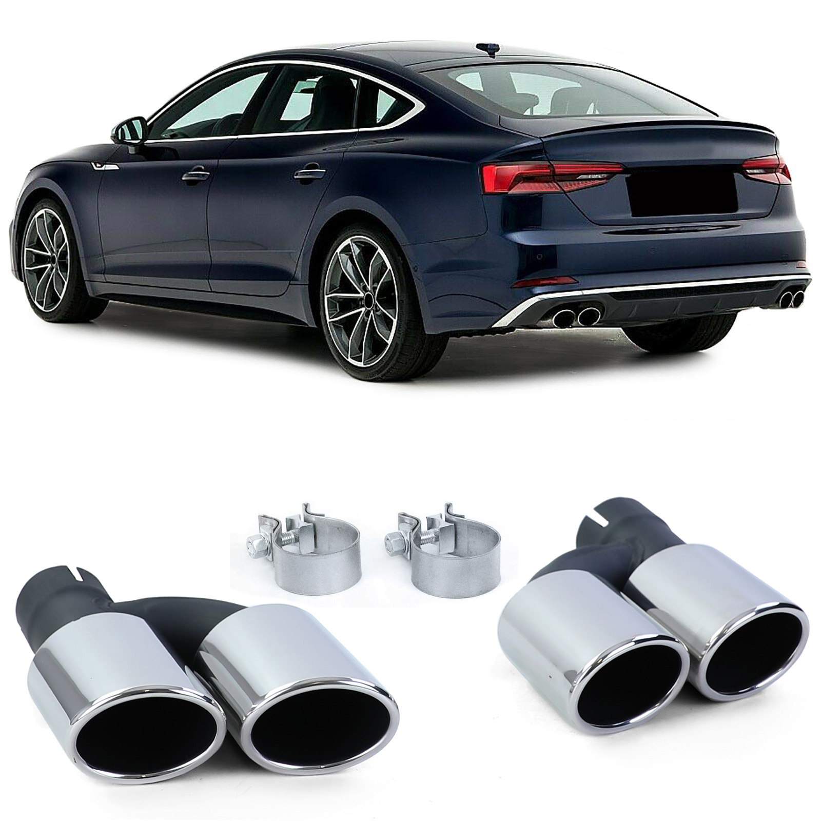 Uitlaatpijpen - voor Audi A5 type-8T 2011 - RVS - sportief optiek