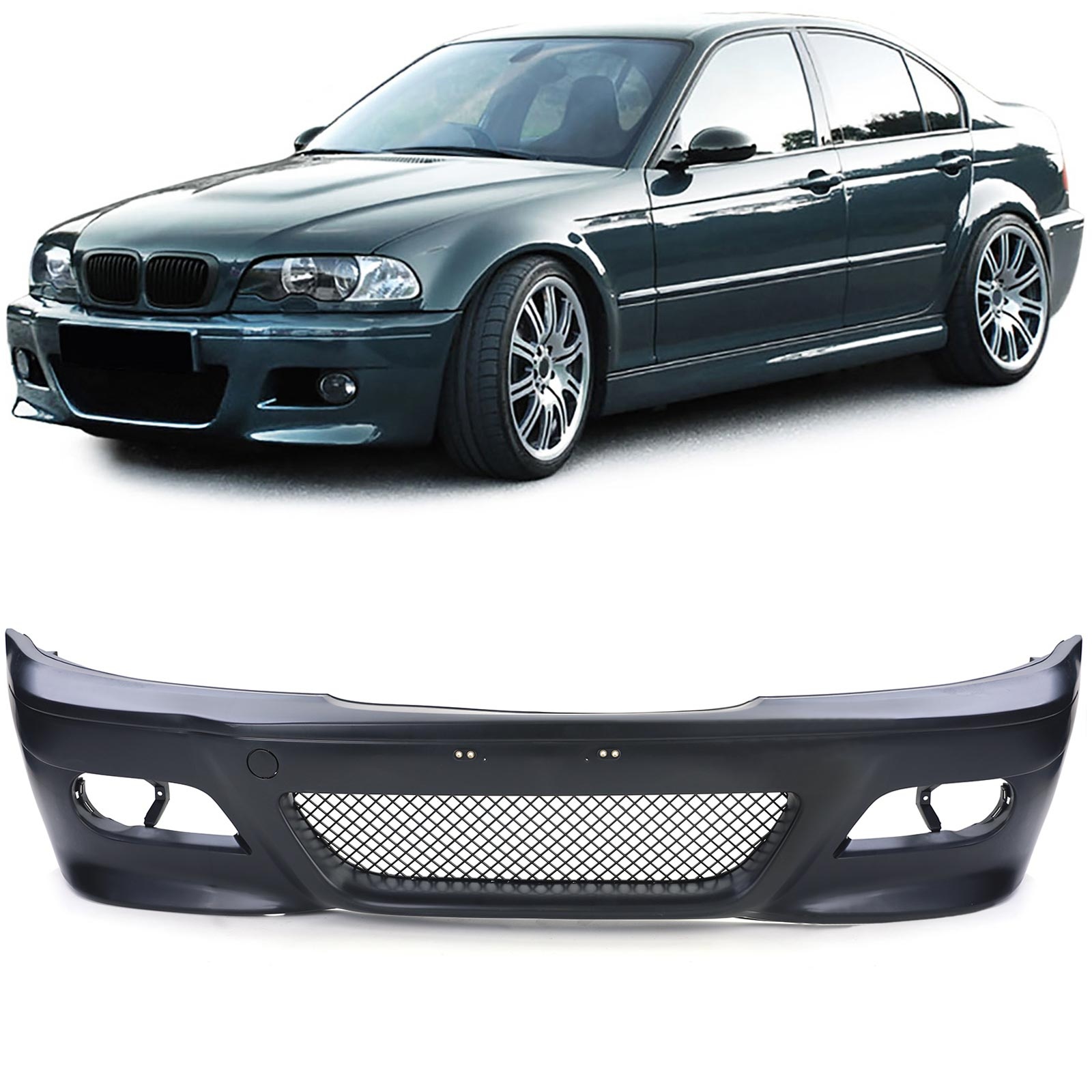 Voorbumper - voor BMW 3 serie-E46 / Sedan / Touring / Coupé / Cabrio 1998-2005 - met grille - zwart