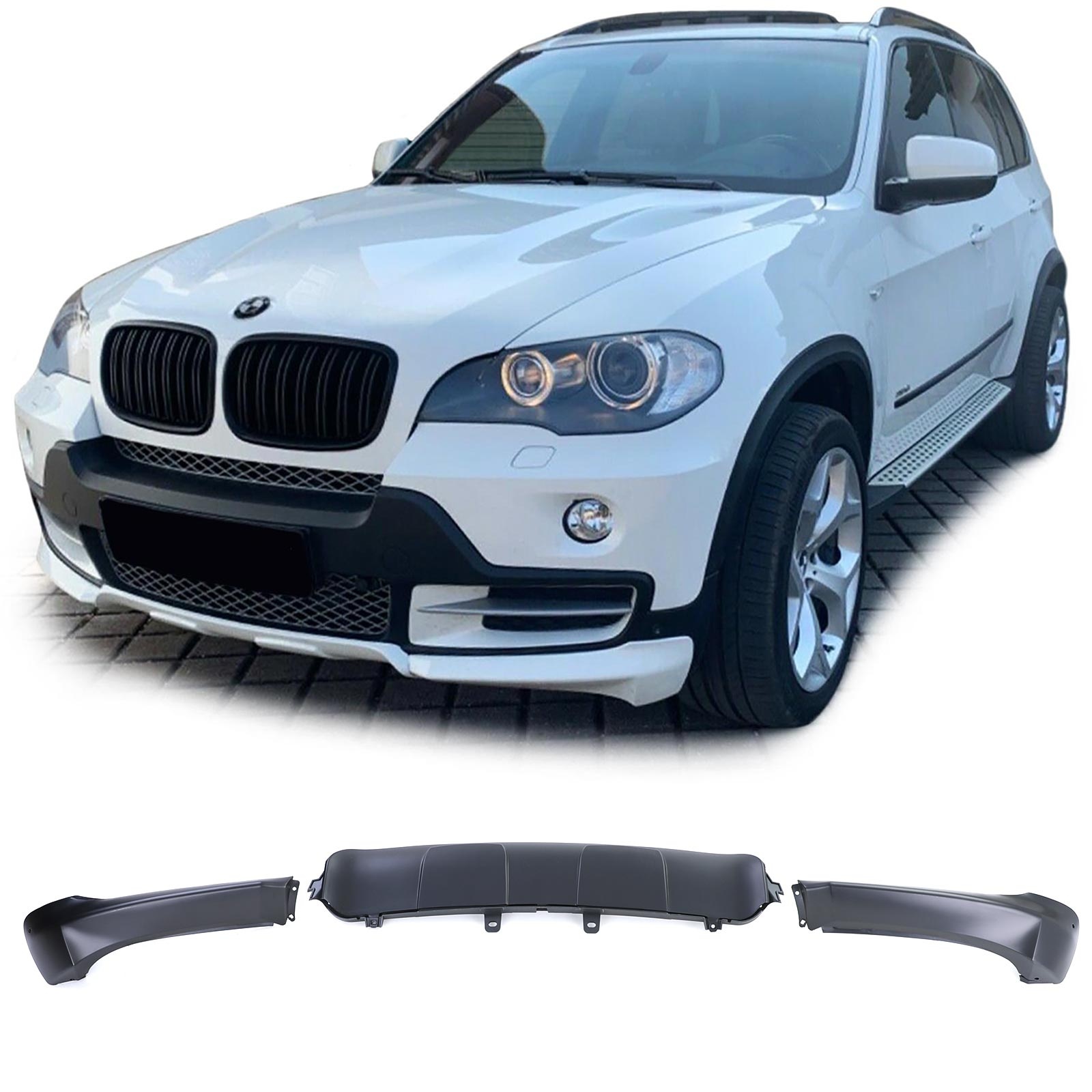 spoiler set - geschikt voor BMW X5 type-E70 2007-2010 - voor- en achterbumper - 3-delig - zwart