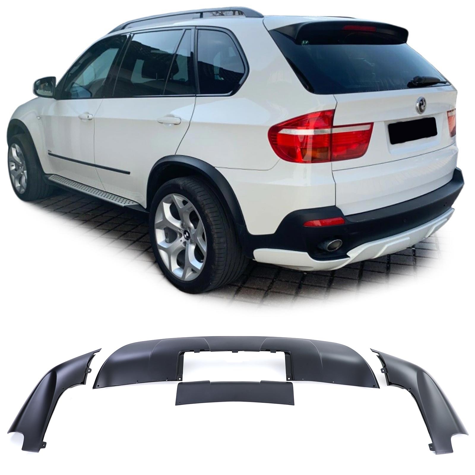 spoiler set - geschikt voor BMW X5 type-E70 2007-2010 - voor- en achterbumper - 3-delig - zwart