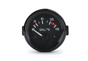 Oliedrukmeter - 84x94mm - retro-look - zwart