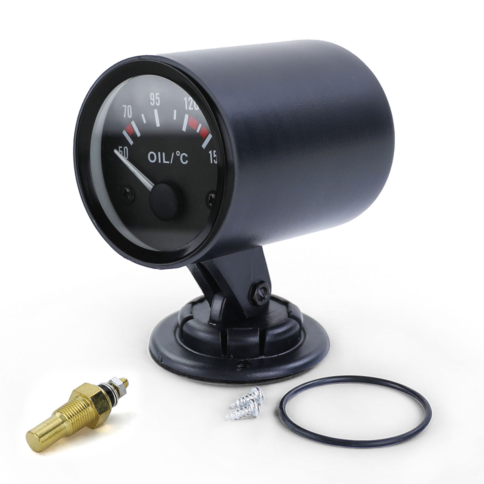 Oliedrukmeter - 84x94mm - retro-look - zwart