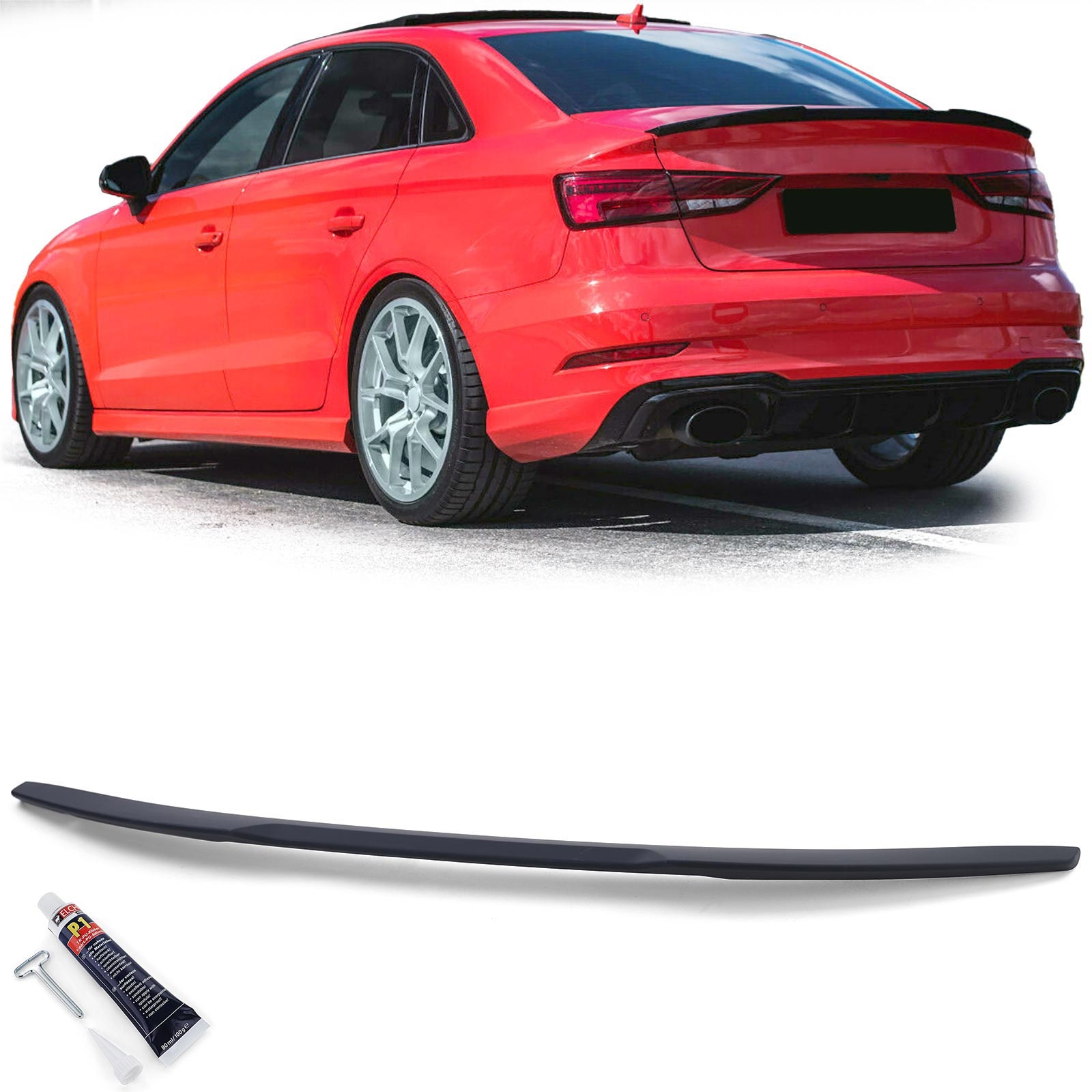Spoiler - achterspoiler - voor Audi A3 S3 RS type-V8 Sedan 2013-2021 - mat zwart