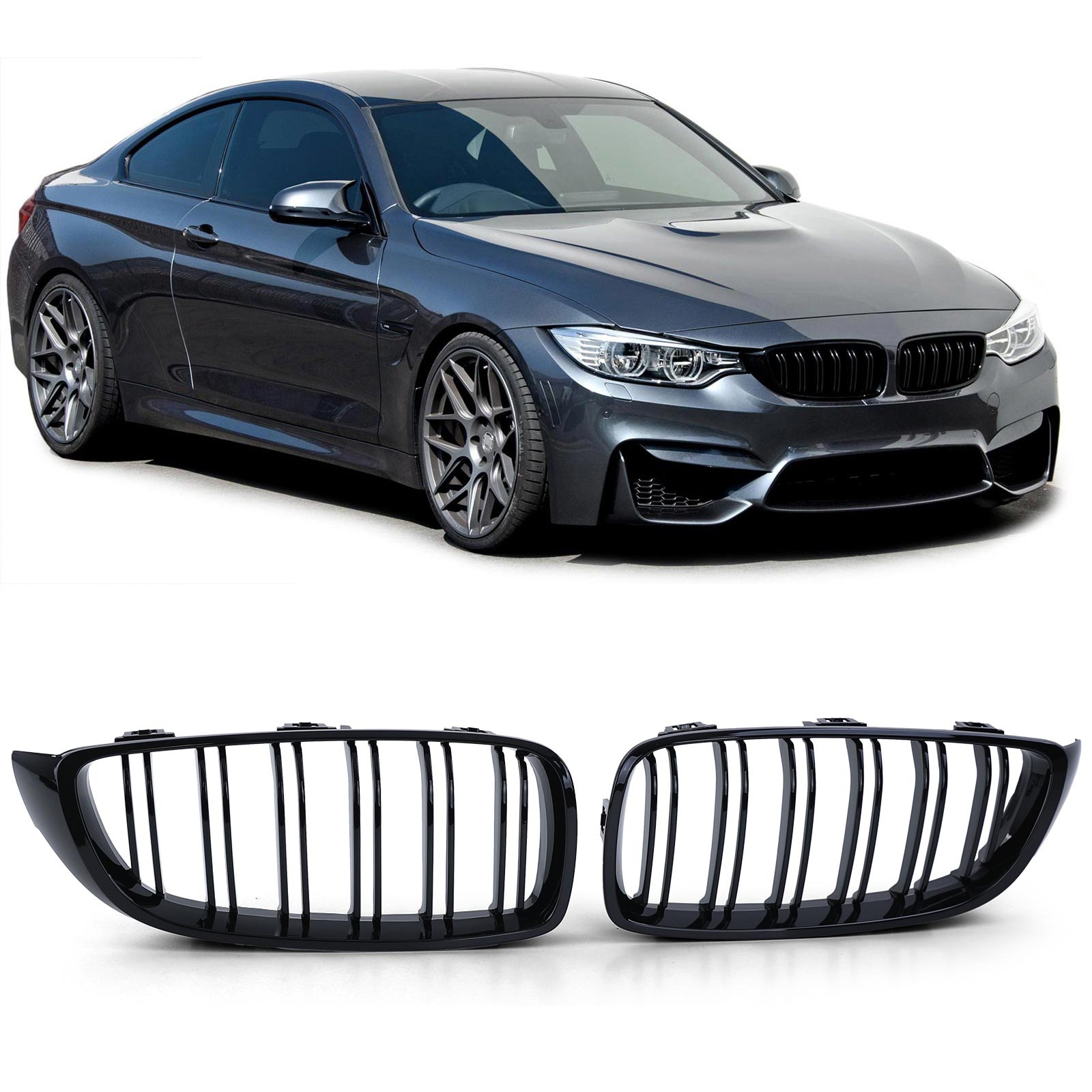 Autogrille - BMW 4 serie F32 F33 F36 F82 Coupe Cabrio Gran Coupe M4 2013-2021 - zwart
