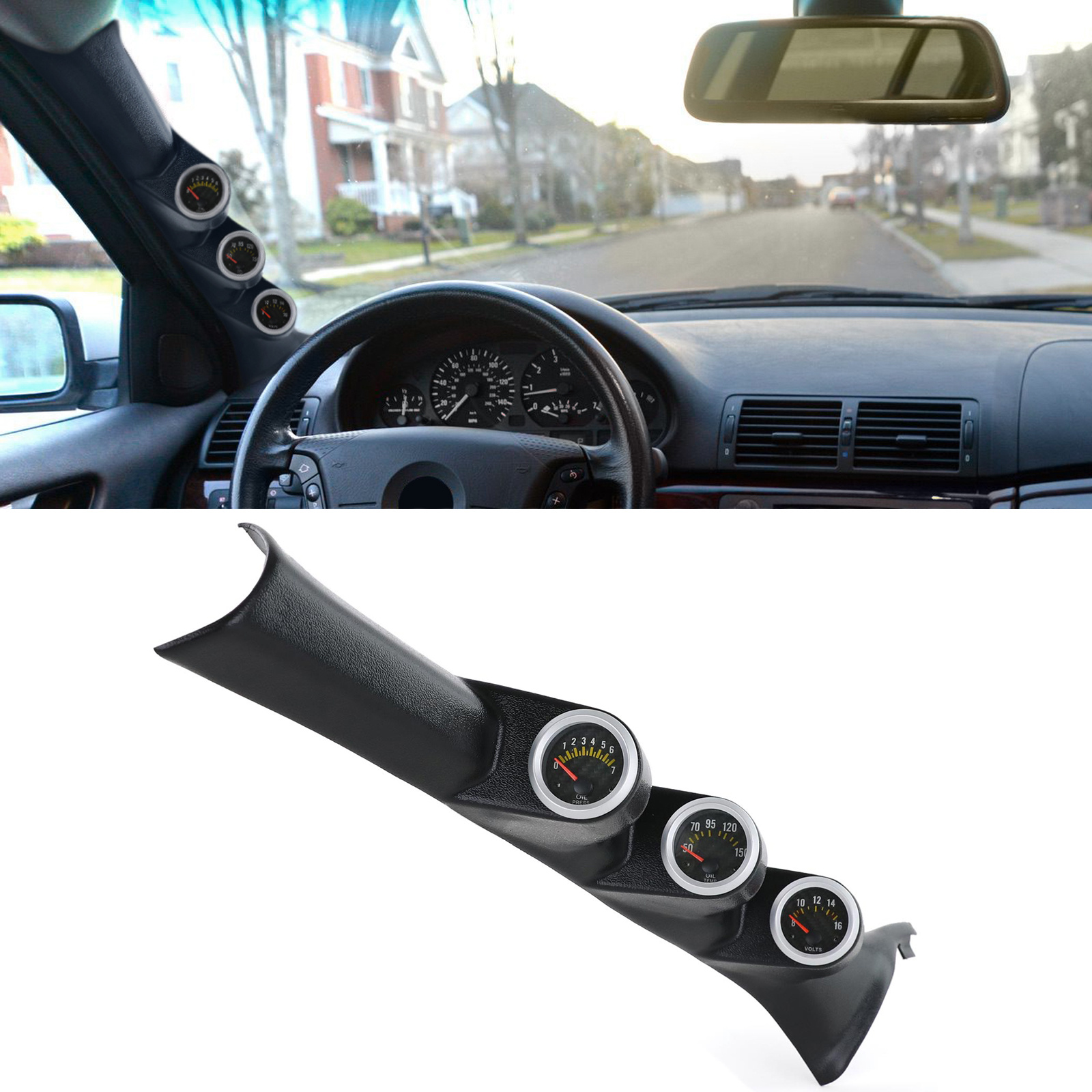 Autometer geschikt voor BMW 3 -12 volt printplaatspanning - 3-delig - 52 mm