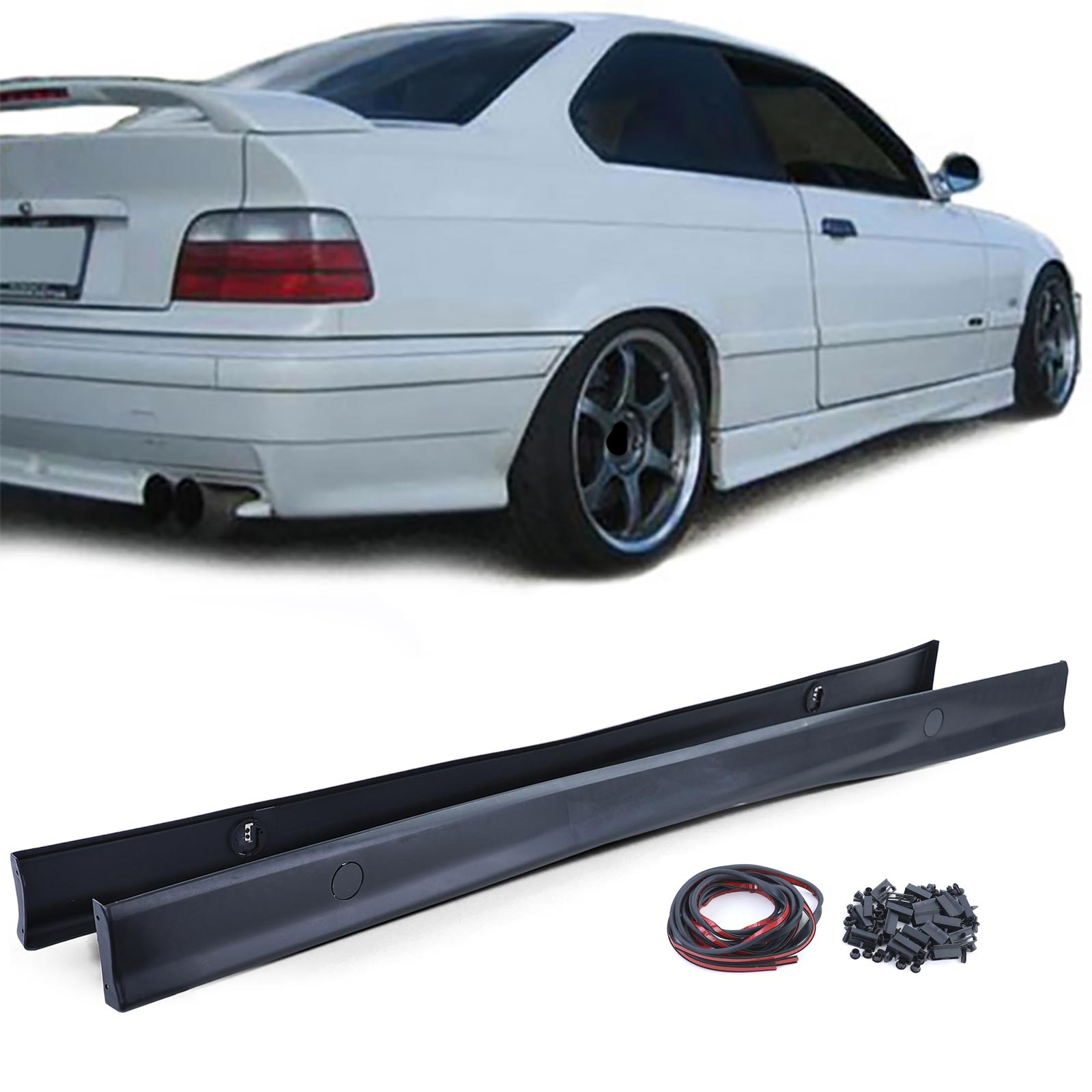 Sideskirts - voor BMW 3 serie-E36 1990-1999 Coupé Sedan Touring Cabrio - zwart
