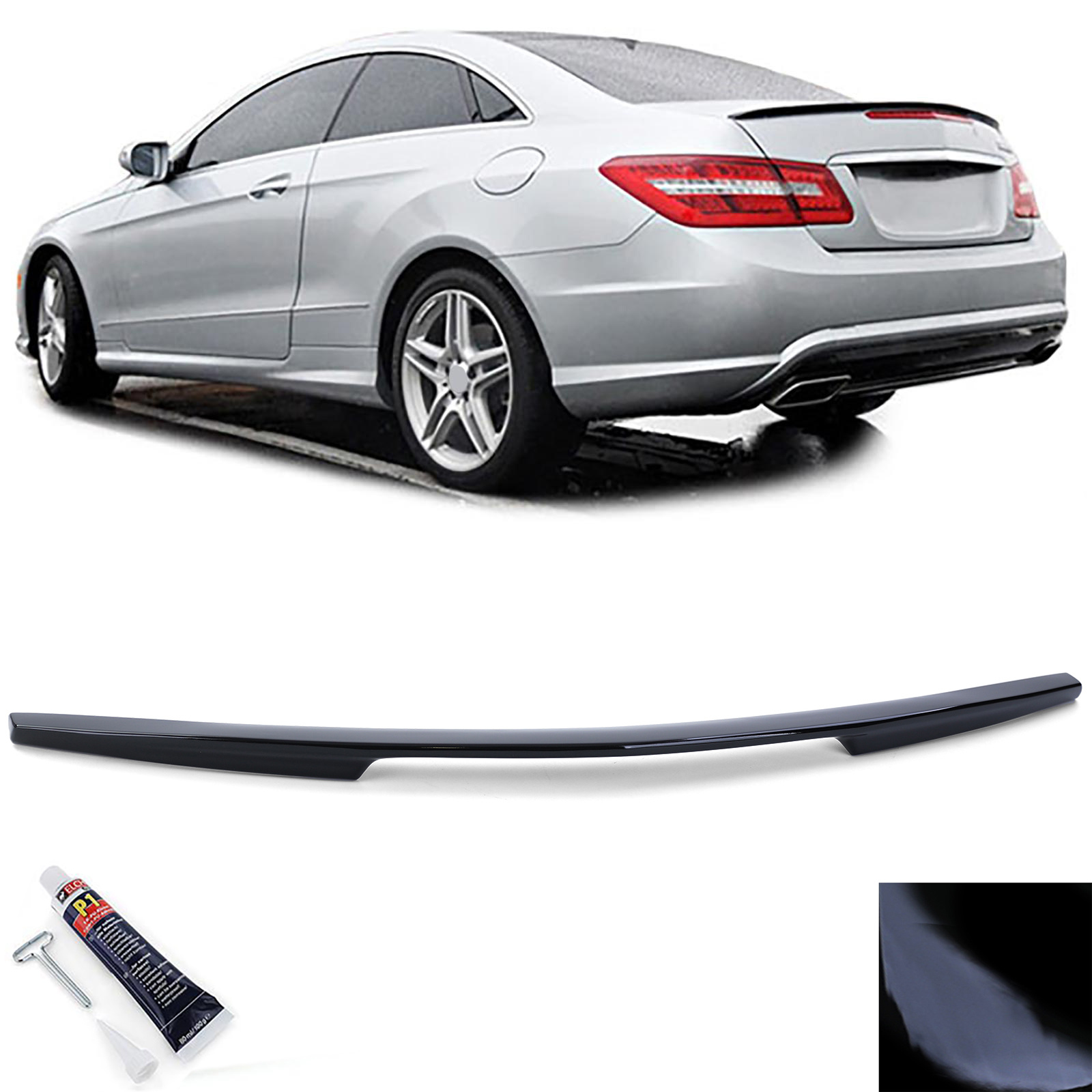 Spoiler - achterspoiler lip - geschikt voor Mercedes E-Klasse C207 Coupe 2009-2016 - glanzend zwart