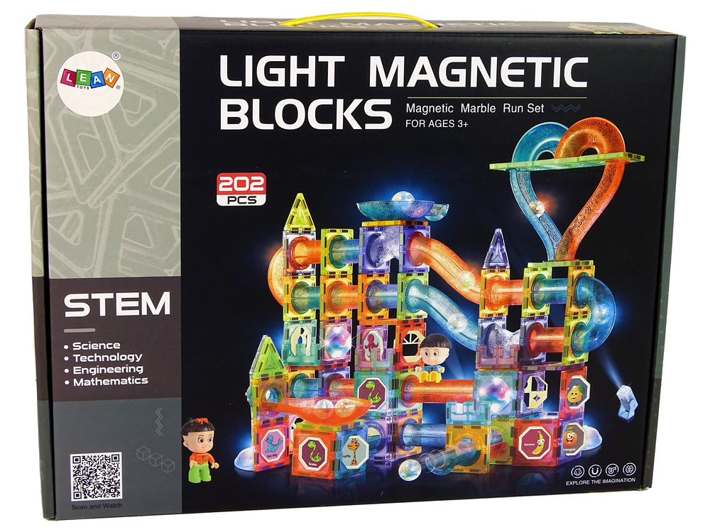 Knikkerbaan - 202 elementen - magnetische blokken - LED verlichting