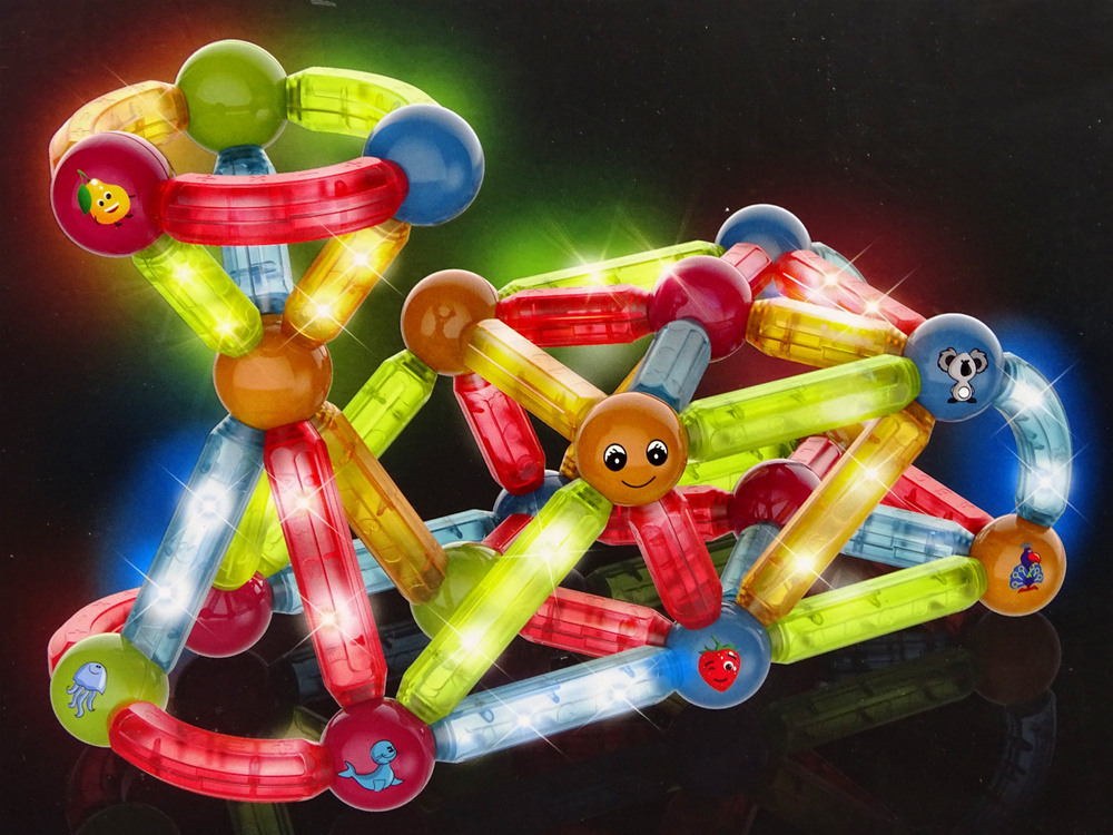 Magneet speelgoed - 76 elementen - 8x2x2 cm - LED verlichting