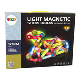 Magneet speelgoed - 76 elementen - 8x2x2 cm - LED verlichting