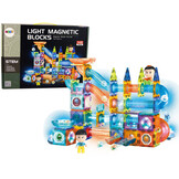 Knikkerbaan - 142 elementen - magnetische blokken -  LED verlichting