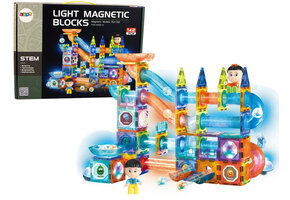 Knikkerbaan - 142 elementen - magnetische blokken -  LED verlichting