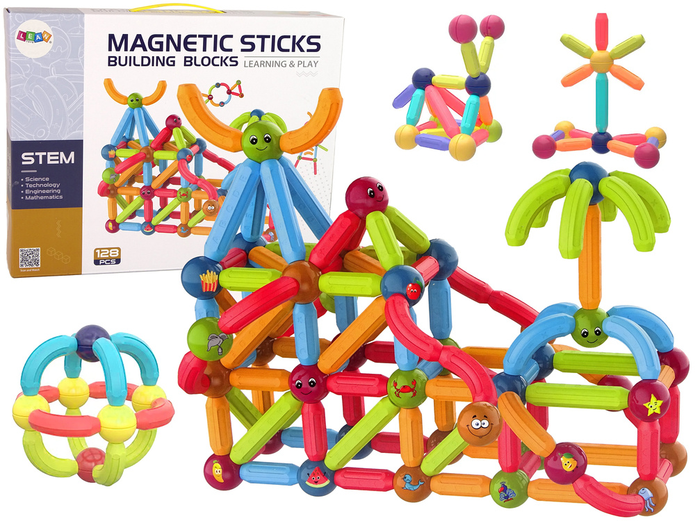 Magneet speelgoed - 128 elementen - meerkleurig