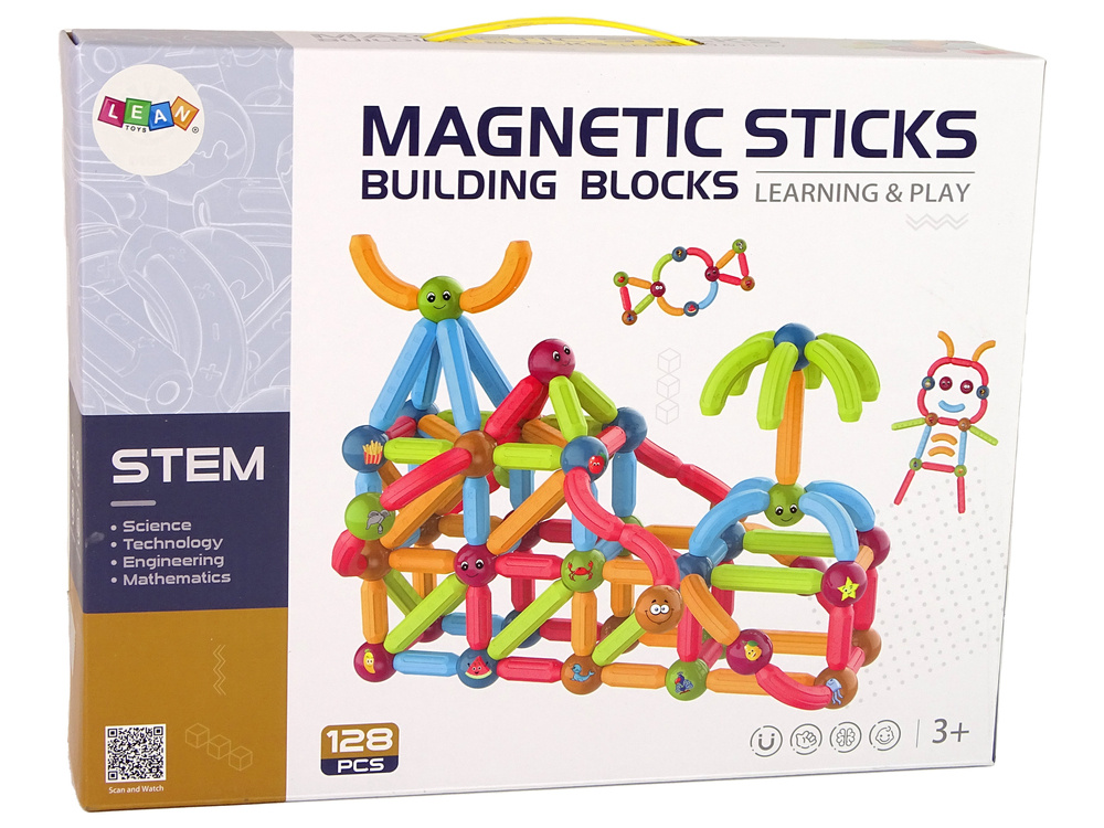 Magneet speelgoed - 128 elementen - meerkleurig