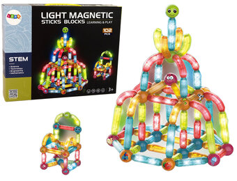 Magneet speelgoed - 102 elementen - 8x2x2 cm - LED verlichting