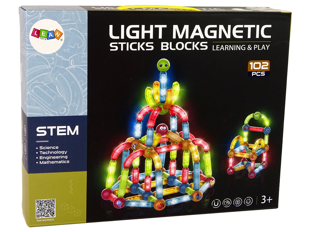 Magneet speelgoed - 102 elementen - 8x2x2 cm - LED verlichting