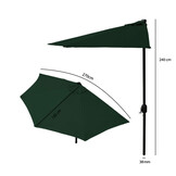 Balkonparasol - halve parasol - met zwengel - 240 cm - groen