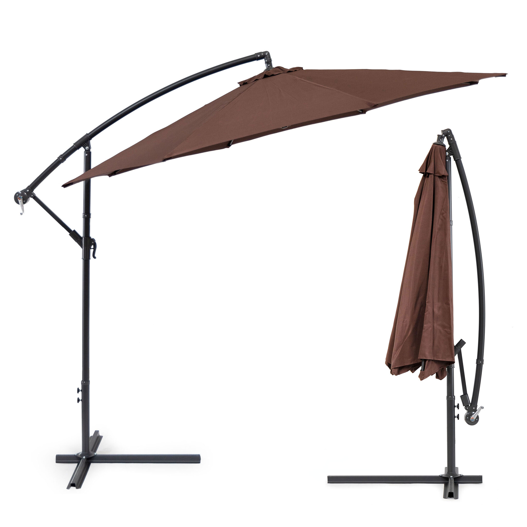 Zweefparasol - zwengelmechanisme - 300 cm - bruin