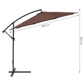 Zweefparasol - zwengelmechanisme - 300 cm - bruin