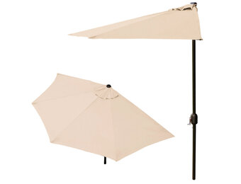 Balkonparasol - halve parasol - met zwengel - 240 cm - beige