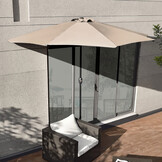 Balkonparasol - halve parasol - met zwengel - 240 cm - beige