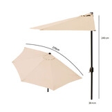 Balkonparasol - halve parasol - met zwengel - 240 cm - beige