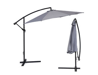 Zweefparasol - zwengelmechanisme - 300 cm - grijs