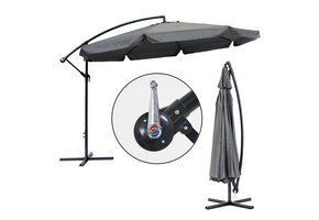 Zweefparasol - waterdicht polyester - 340 cm - grijs