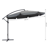 Zweefparasol - waterdicht polyester - 340 cm - grijs