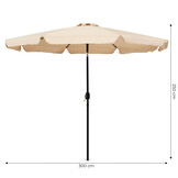 Parasol - waterdicht polyester - kantelbaar - 300 cm - beige