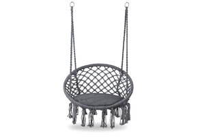 Hangstoel - 35x80x63 cm - met kussen - grijs - katoen