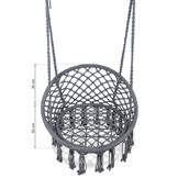 Hangstoel - 35x80x63 cm - met kussen - grijs - katoen