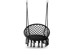 Hangstoel - 35x80x63 cm - met kussen - zwart - katoen