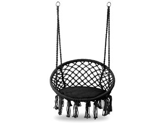 Hangstoel - 35x80x63 cm - met kussen - zwart - katoen