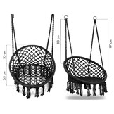 Hangstoel - 35x80x63 cm - met kussen - zwart - katoen